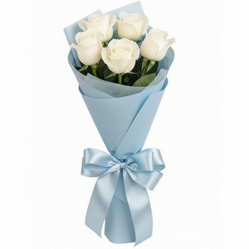 Букет 5 Белых роз Проуд в Гнилом