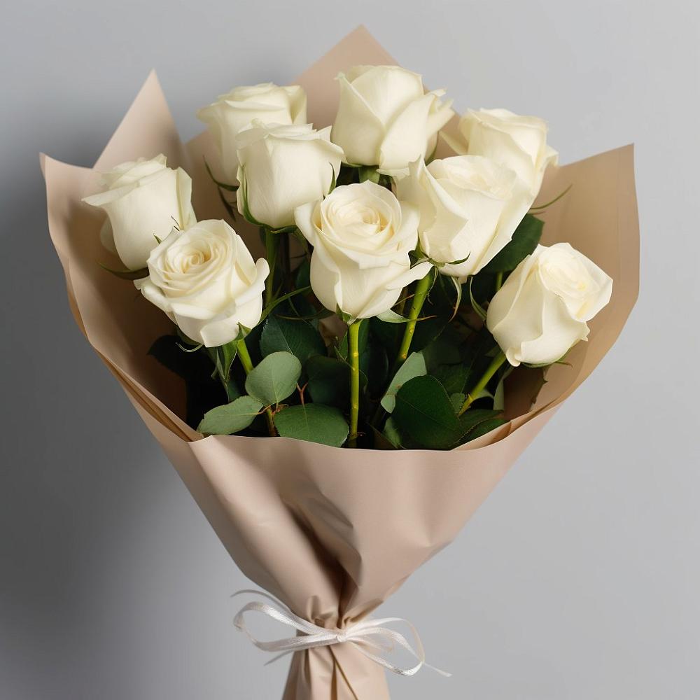 Букет 9 Белых роз Эдлесс Лав в Гнилом