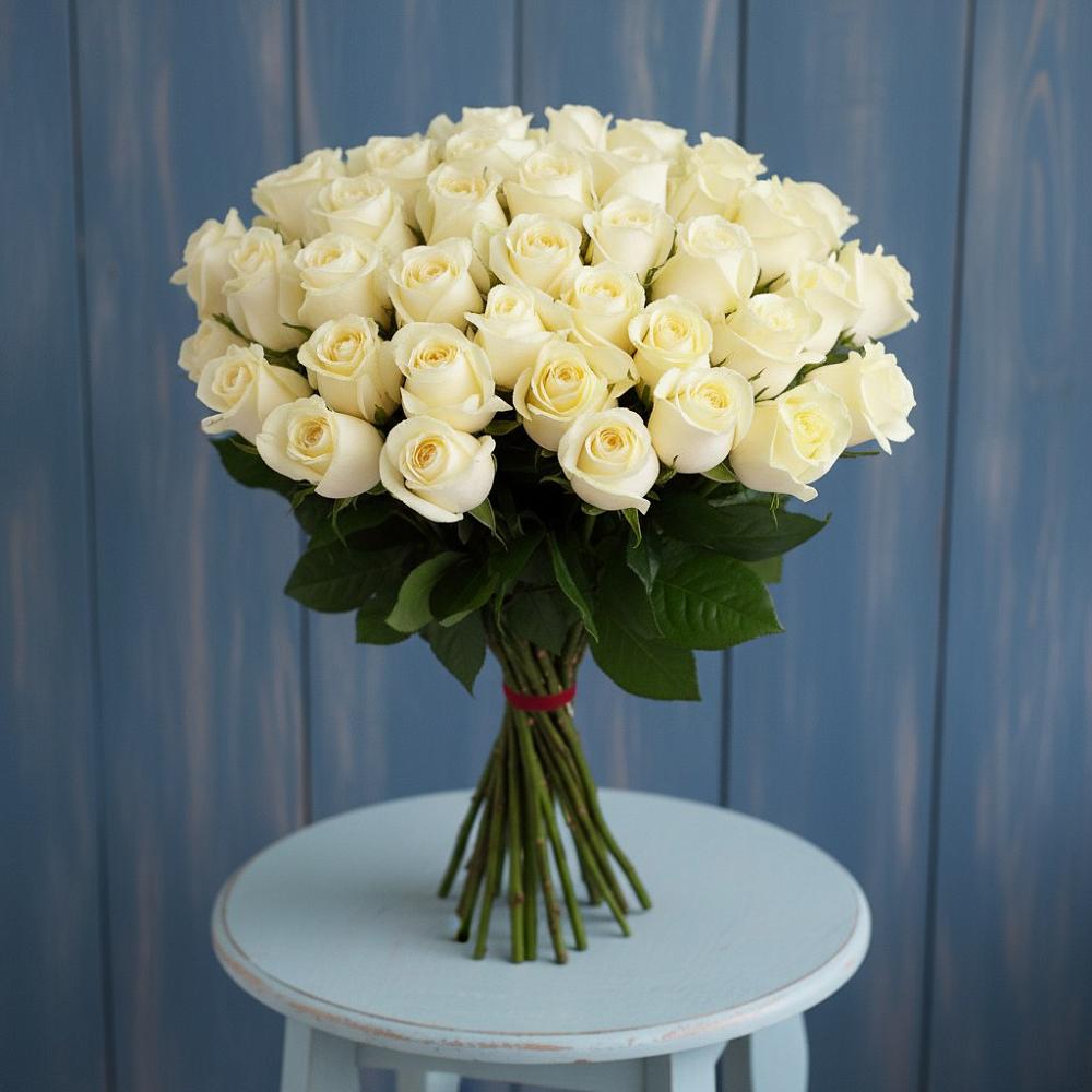 Букет 51 Белая роза Эдлесс Лав в Гнилом