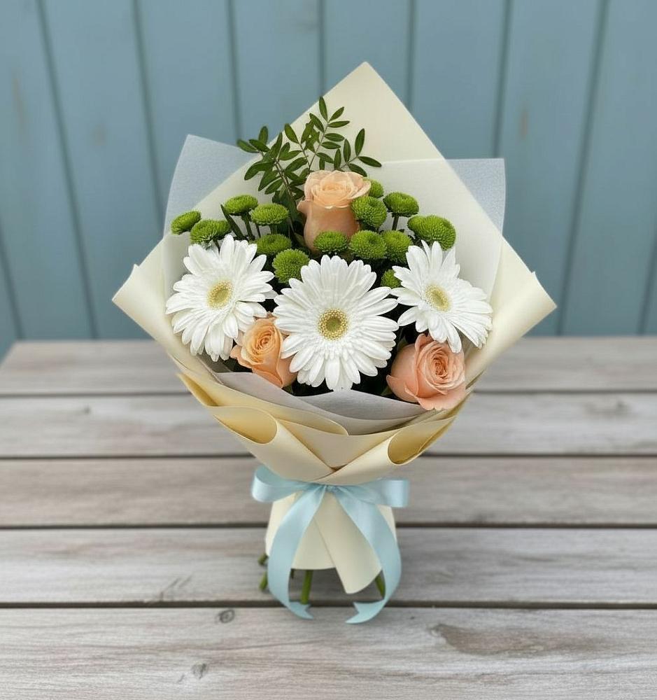 Букет цветов из: Герберы, Розы и Хризантемы в Гнилом