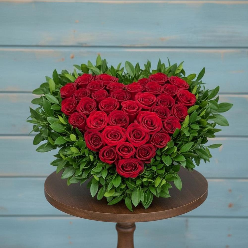 Цветочная композиция из Розы в виде сердца в Гнилом