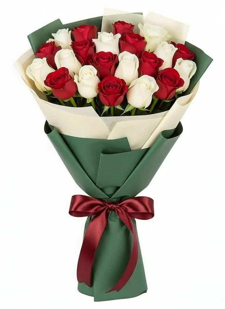 Букет Микс из красных и белых роз в Гнилом