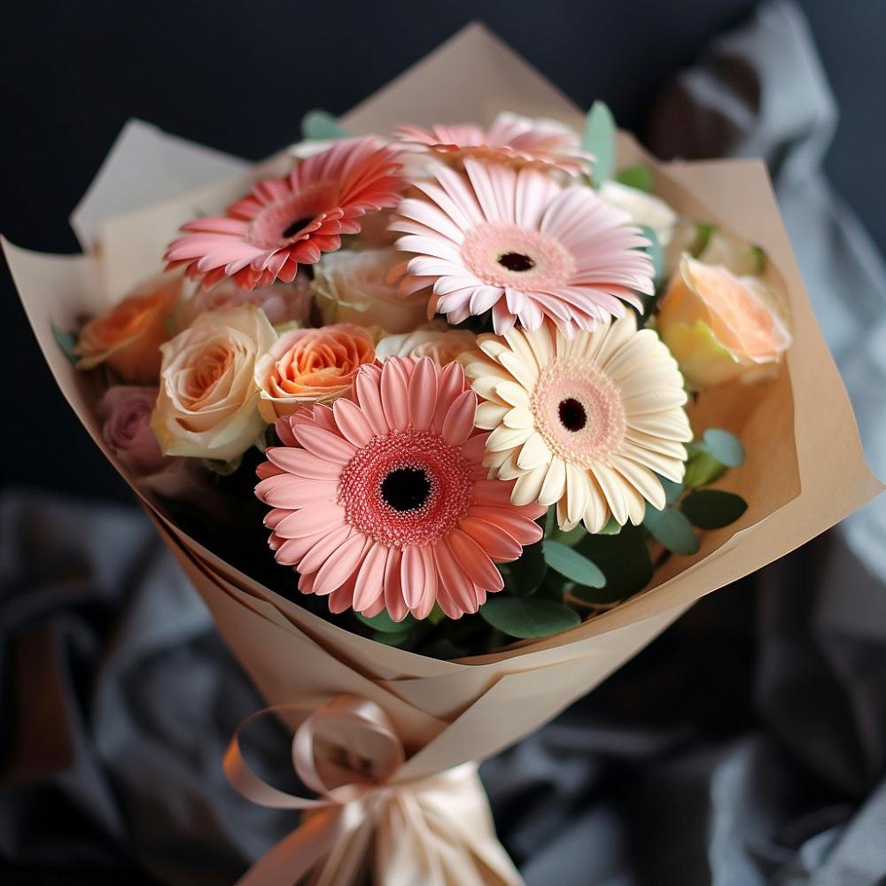 Букет цветов из: Герберы и Розы в Гнилом