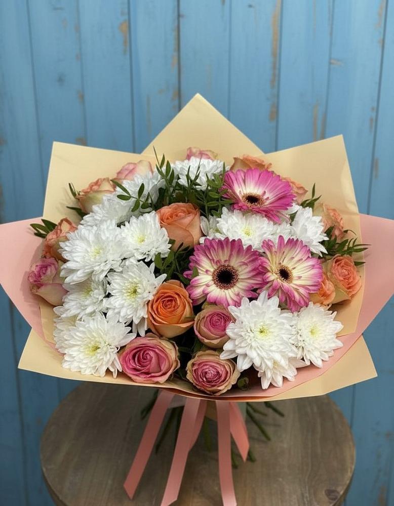 Букет цветов из: Розы, Герберы и Хризантемы в Гнилом