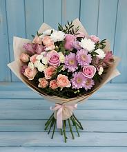 Букет цветов из:  Хризантемы, Розы и Альстромерии в Гнилом